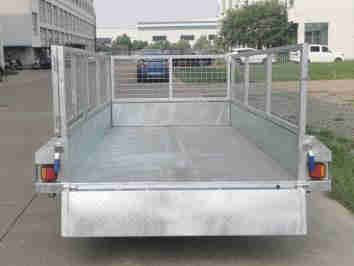 2 Wheel Galvanized Box Type Fence Cage Trailer for Factory Warehouse Logistics Cargo Transportation