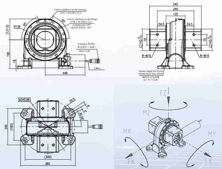 JV7S Series Ratio 58:1 Worm Gear Planetary Motor Slewing Drive Gearbox Reducer For Solar Energy Tracking