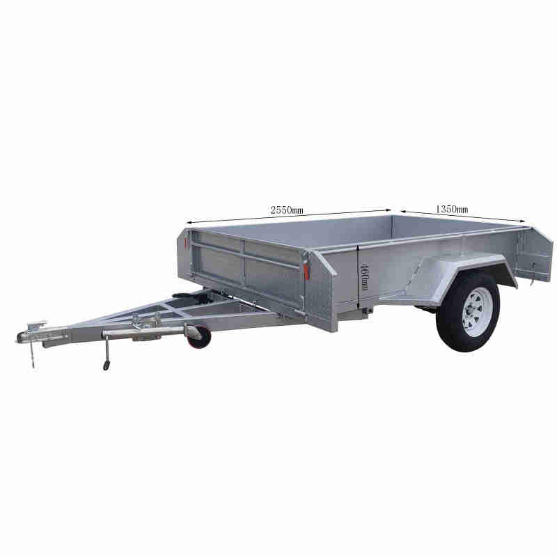 European and American Small Flatbed 2-Wheel Box Fence Trailer for Mobile Construction Machinery 2-Wheel Box Type Car Trailers
