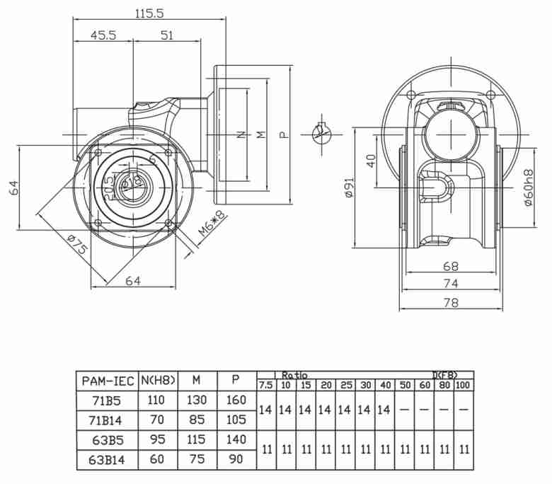 SSVF40 Stainless Steel 304 Speed Gear Reducer Worm Gearbox