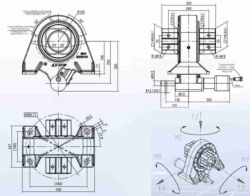 JL9 Series Ratio 780:1 Worm Gear Planetary Motor Solar Panel Tracking Slewing Drive Gearbox Reducer