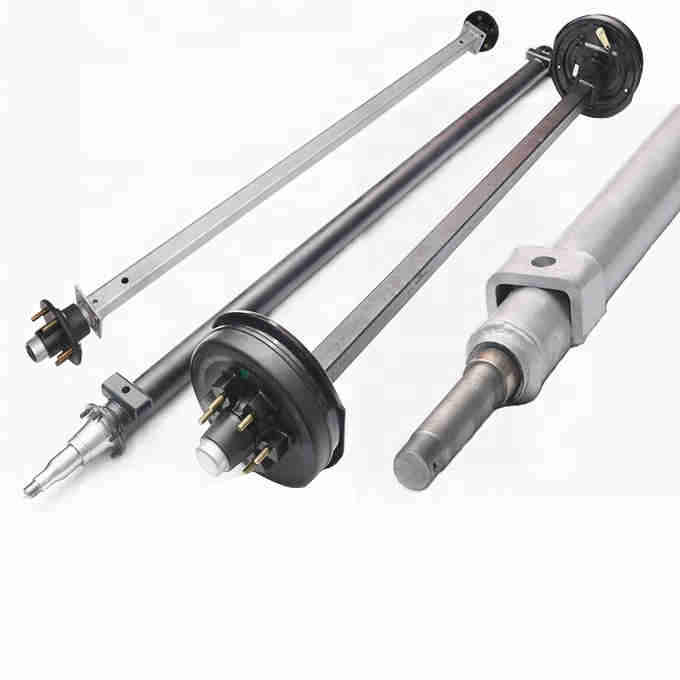 Steel Lazy Hub Square Tube Unbrake Trailer Axle Kits with Leaf Spring Suspension 750-1250kg Capacity for Trailers and RVs