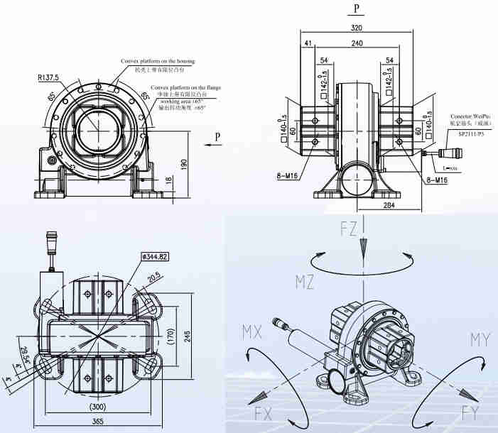 JM8S Series Ratio 391:1 Worm Gear Planetary Motor Slewing Drive Gearbox Reducer For Solar Energy Tracking