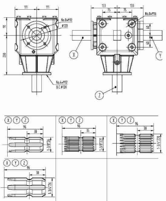 Agricultural T92 Series 163HP Gearbox for Rotary Mower Bales Shredders