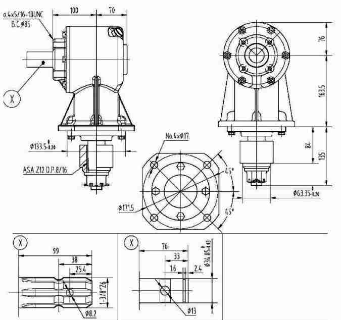 Agricultural RC30 Series 35HP Gearbox for Rotary Cutter
