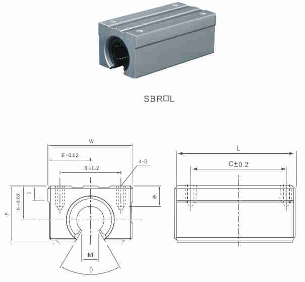 SBR..L Series Linear Bearing Assembly Linear Motion Slide Units of SBR10LUU SBR12LUU SBR16LUU SBR20LUU SBR25LUU SBR30LUU