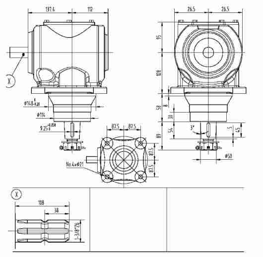 Series 75HP Agricultural Gearbox CT150 for 1:1.92 Rotary Mower