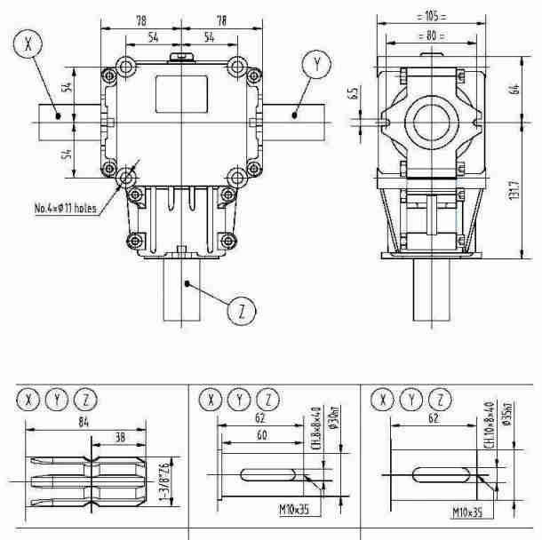 25HP Agricultural EP281 Series Gearbox for Rotary Mower Circular Saw Packing Machine Shredder