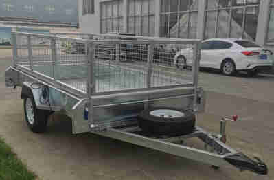 2 Wheel Galvanized Box Type Fence Cage Trailer for Factory Warehouse Logistics Cargo Transportation