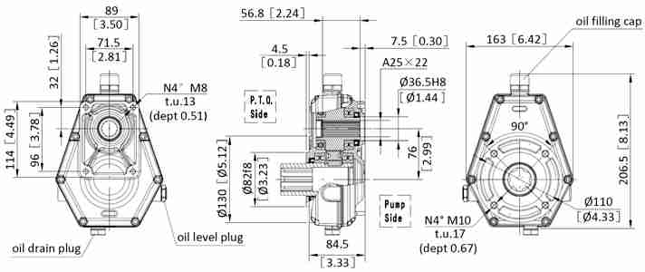 KM6003 Series Gear Pump Gearbox PTO Speed Increaser Aluminium Multiplier for Tractor Hydraulic Pump