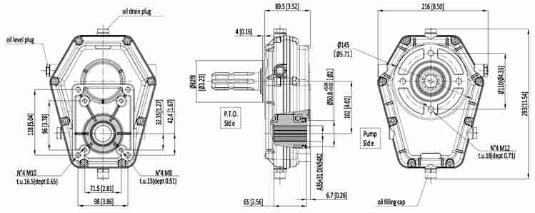 KM7002 Series Spur Gearbox PTO Speed Increaser Tractor Aluminium Multiplier Gearbox for Hydraulic Pump