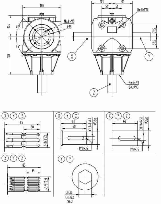Agricultural 278 Series 60HP Gearbox for Manure Spreader