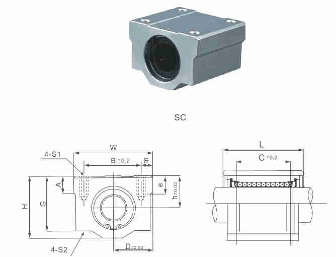 SC..UU Series Linear Bearing Assembly Linear Motion Slide Units of SC8UU SC10UU SC12UU SC13UU SC16UU  SC20UU SC25UU  SC30UU