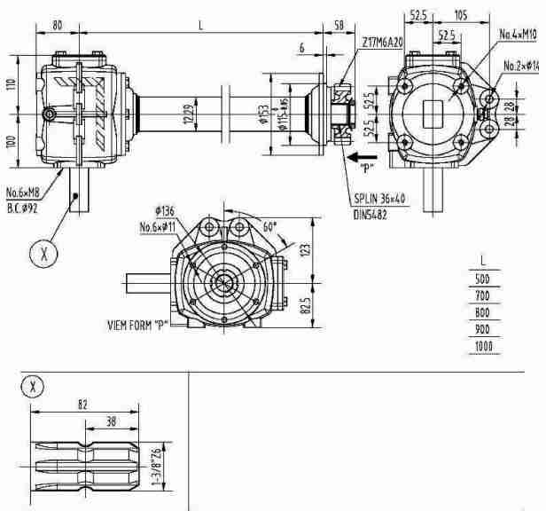 Agricultural RTD30 Series 40HP Gearbox for Vertical Tiller 1.46:1