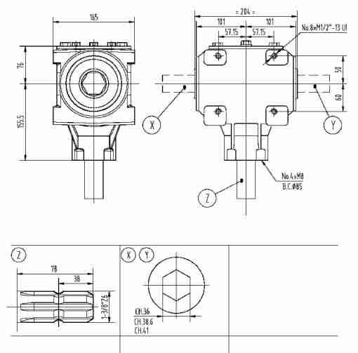 Agricultural 267BC Series 40HP Gearbox for Manure Spreader