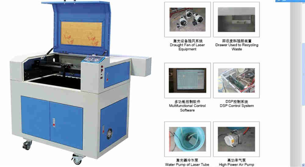 6040 CO2 Laser Engraving Machine Plastic Clothes Laser Engraver and Cutter for Stone Cutting Engraving Non-metal Materials 60W