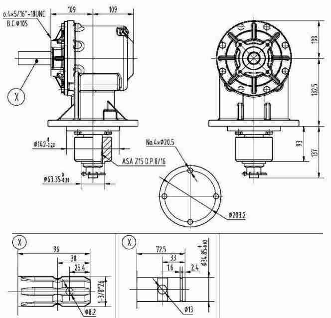 Agricultural RC61 Series 60HP Gearbox for Rotary Cutter