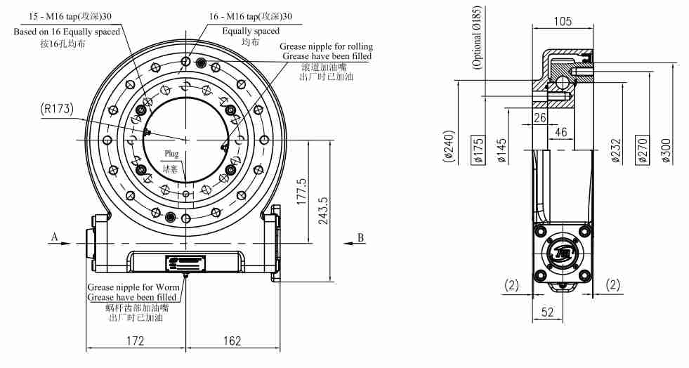 JS9 Ratio 61:1 Slewing Drive Gearbox Reducer Gear Slew Drive for Crane Aerial Work Truck