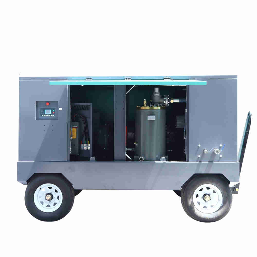 7~25 bar Heavy Duty Electric Engine Movable/Portable Direct Drive Rotary Screw Air Compressor for Drilling and Mining Industry
