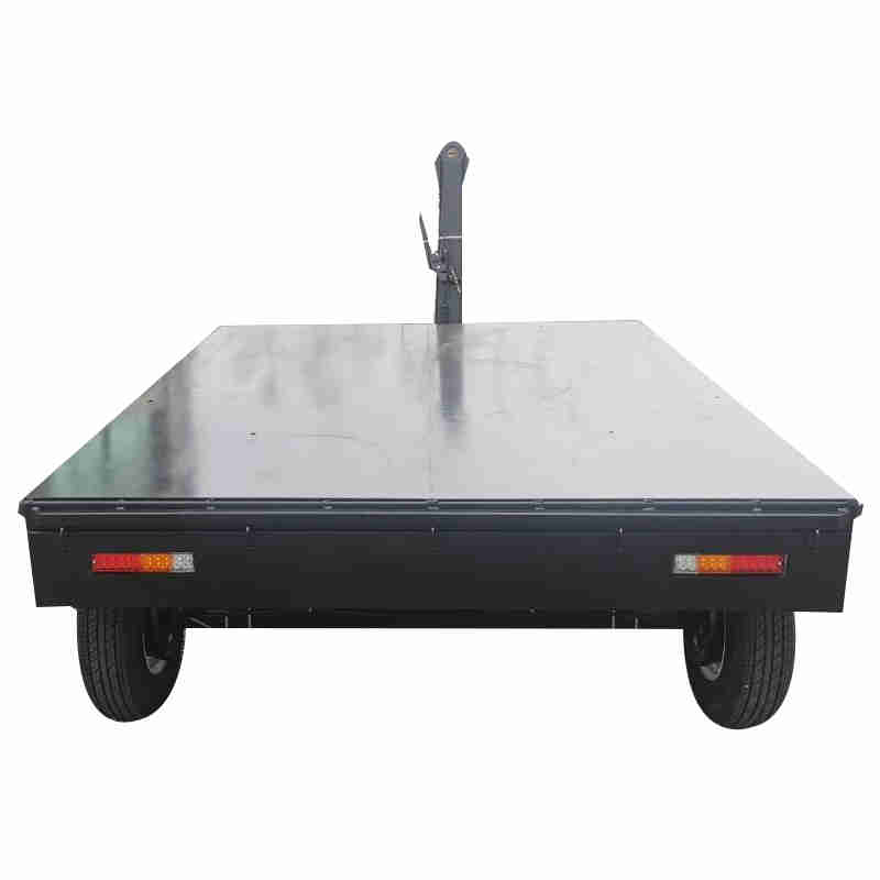 Front Axle Steering Vehicle Four-wheel Flatbed Flat Trailer with 2000kg Load Capacity for Transport Towing