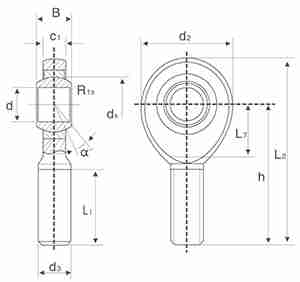 GIR...C GIR...ET 2RS Series Self-Lubricated Joint Rod End with Left or Right Hand Female Thread GIR6C GIR30C