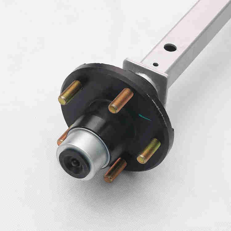 Steel Lazy Hub Square Tube Unbrake Trailer Axle Kits with Leaf Spring Suspension 750-1250kg Capacity for Trailers and RVs