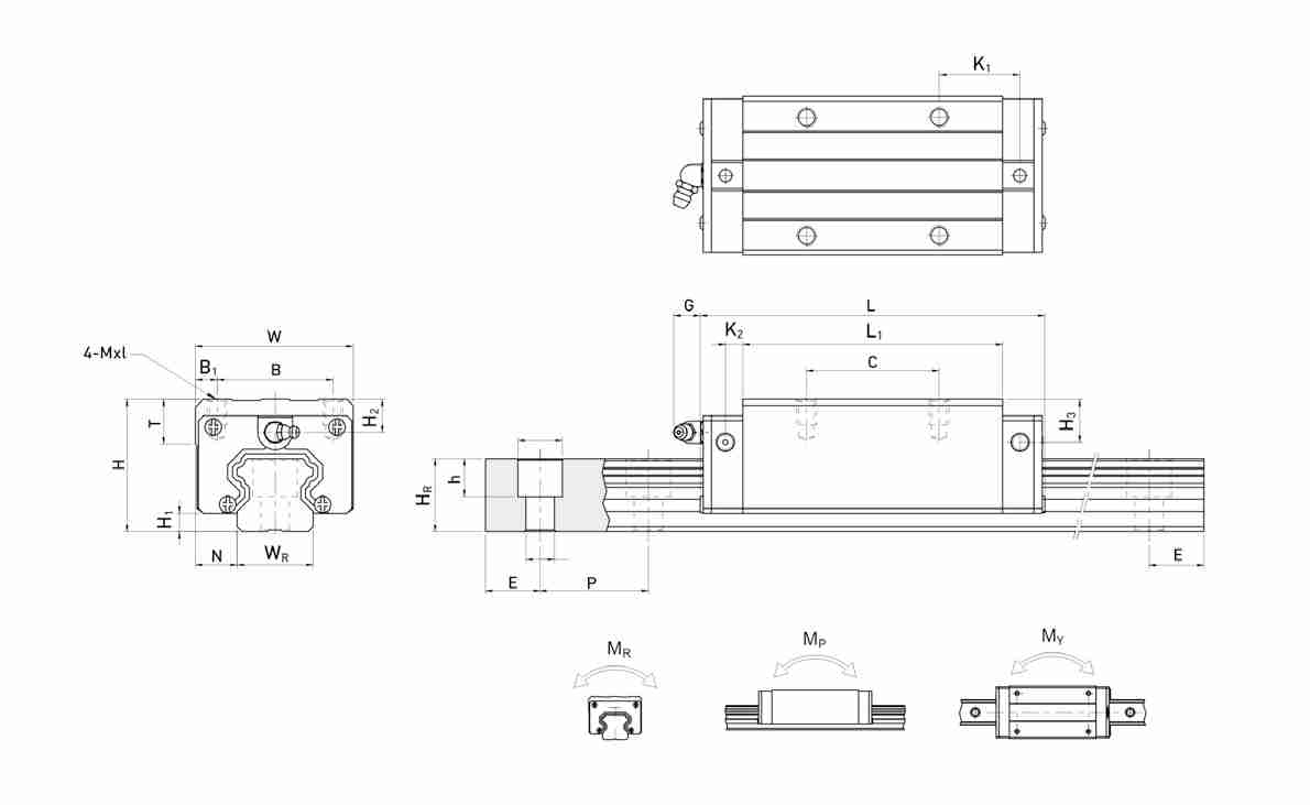 HGH-CA HGH-HA Series Linear Guideway Guide Rail For CNC Machine Tool Lathe