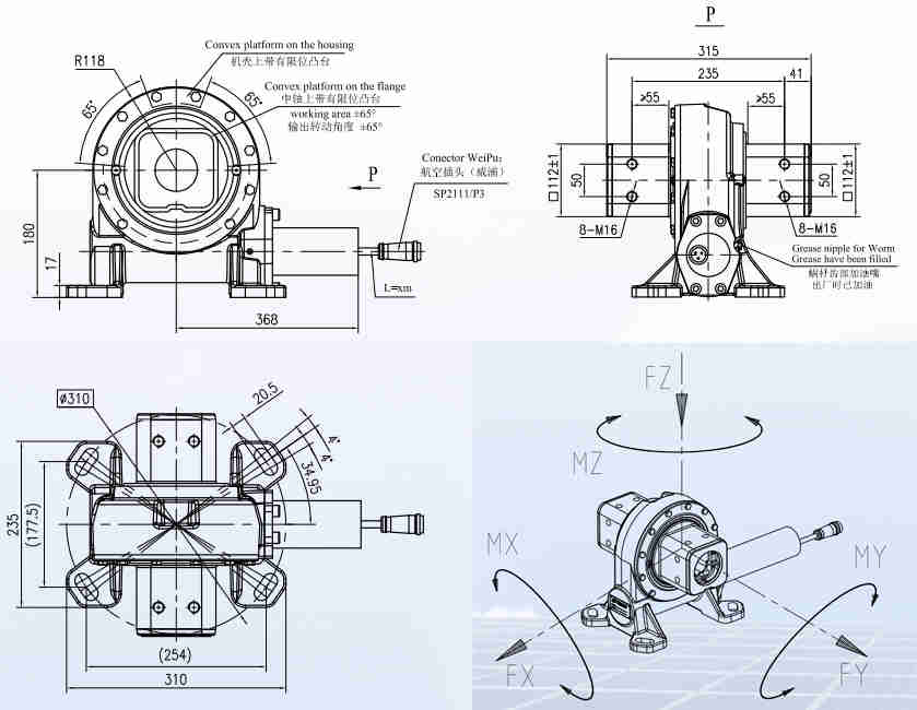 JV6 Series Ratio 55:1 Solar Energy Tracking Worm Gear Planetary Motor Slewing Drive Gearbox Reducer