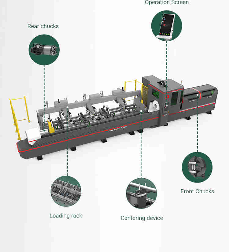 Round Square Rectangle Tube and Open Profiles Zero Tailings Laser Cutter 6m 9m Pipe Laser Cutting Machine