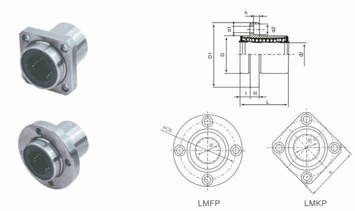 LMF/KP (SMF/K-E) Series Pilot Pattern Flange Linear Bearing Bushing of LMFP6UU LMKP6UU LMFP8UU LMKP8UU LMFP10UU LMKP10UU