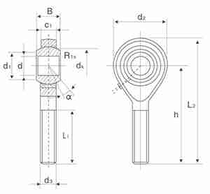 POS Series Zinc Plated Rod End Bearings Left or Right Hand Male Thread Joint