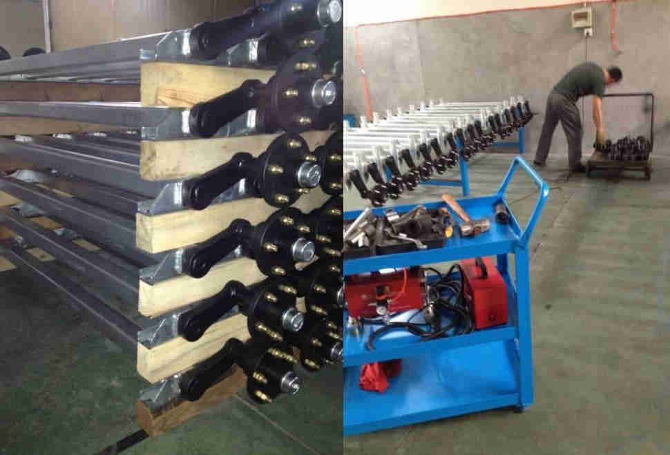 Steel Lazy Hub Square Tube Unbrake Trailer Axle Kits with Leaf Spring Suspension 750-1250kg Capacity for Trailers and RVs