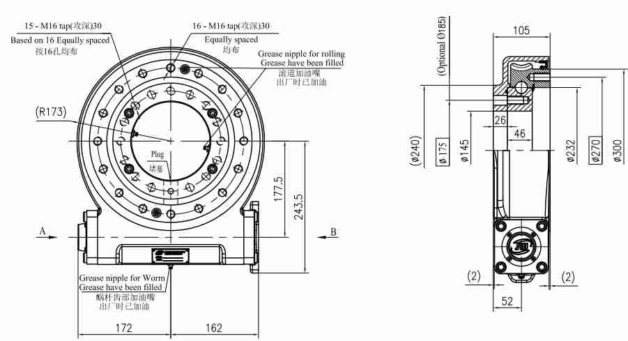 JW9 Ratio 62:1 Slewing Drive Gearbox Worm Gear Slew Drive for Crane Aerial Work Truck