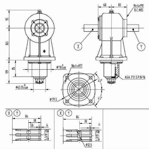 Agricultural 4RC Series 40HP Gearbox for Rotary Mower