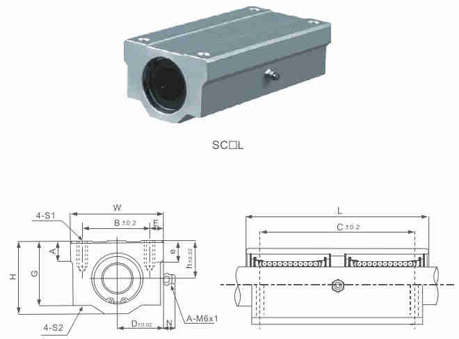 SC..L (SMA..W) Series Linear Bearing Assembly Linear Motion Slide Units of SC8LUU SC10LUU SC12LUU SC13LUU SC16LUU SC20LUU