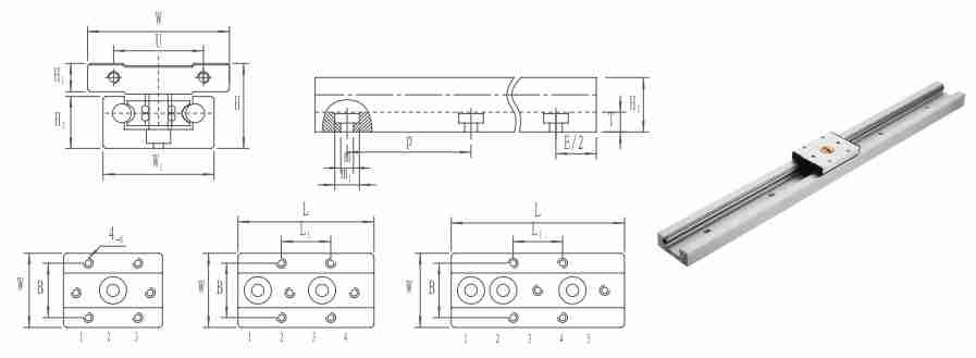 SGR SGB Series Linear Bearing Assembly Roller Linear Guide Rail