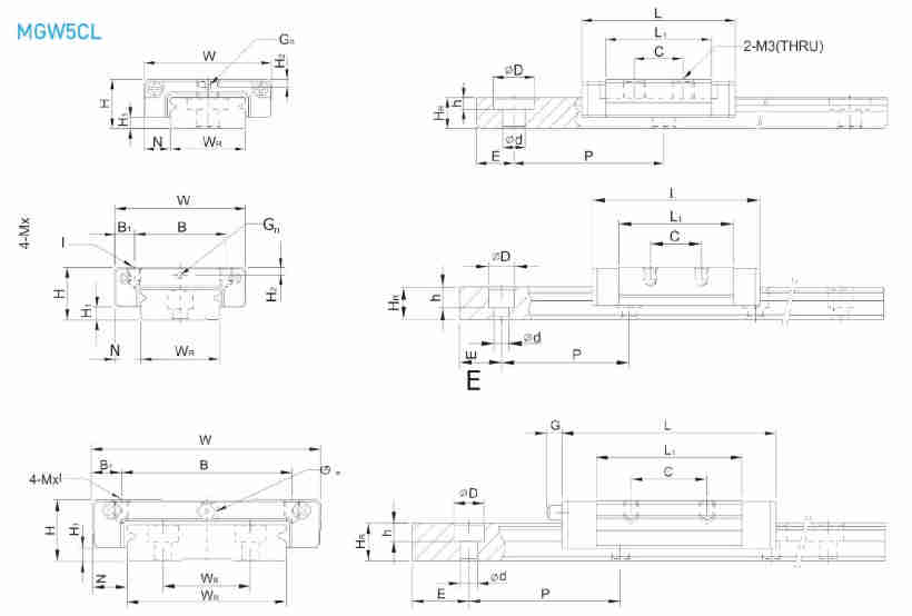 MGW-C MGW-H Series Linear Guideway Guide Rail for CNC Machine Tool Lathe