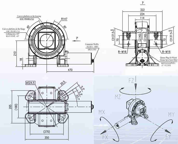 JV8 Series Ratio 62:1 Worm Gear Planetary Motor Solar Panel Tracking Slewing Drive Gearbox Reducer