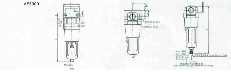 AF Series AF5000-06/10 Air Filter Combination Source Treatment Unit Pneumatic Parts for Compressed Air System