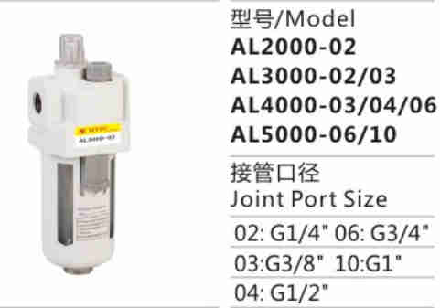 AC Series AL4000-03/04/06 Automatic Oil Lubricator Air Source Treatment Unit Filter Pressure Regulator for Compressed Air System