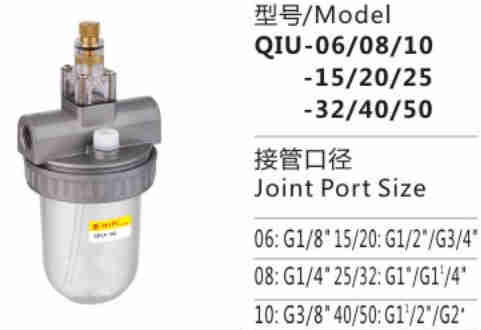 QIU Series QIU-06/08/10 Air Source Treatment Unit Pneumatic Air Lubricator Regulator