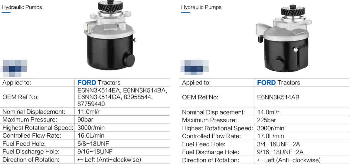 Agricultural Left Hydraulic Pump Replacement ford Tractor Gear Hydraulic Pump for E6NN3K514EA, E6NN3K514BA, E6NN3K514AB Type