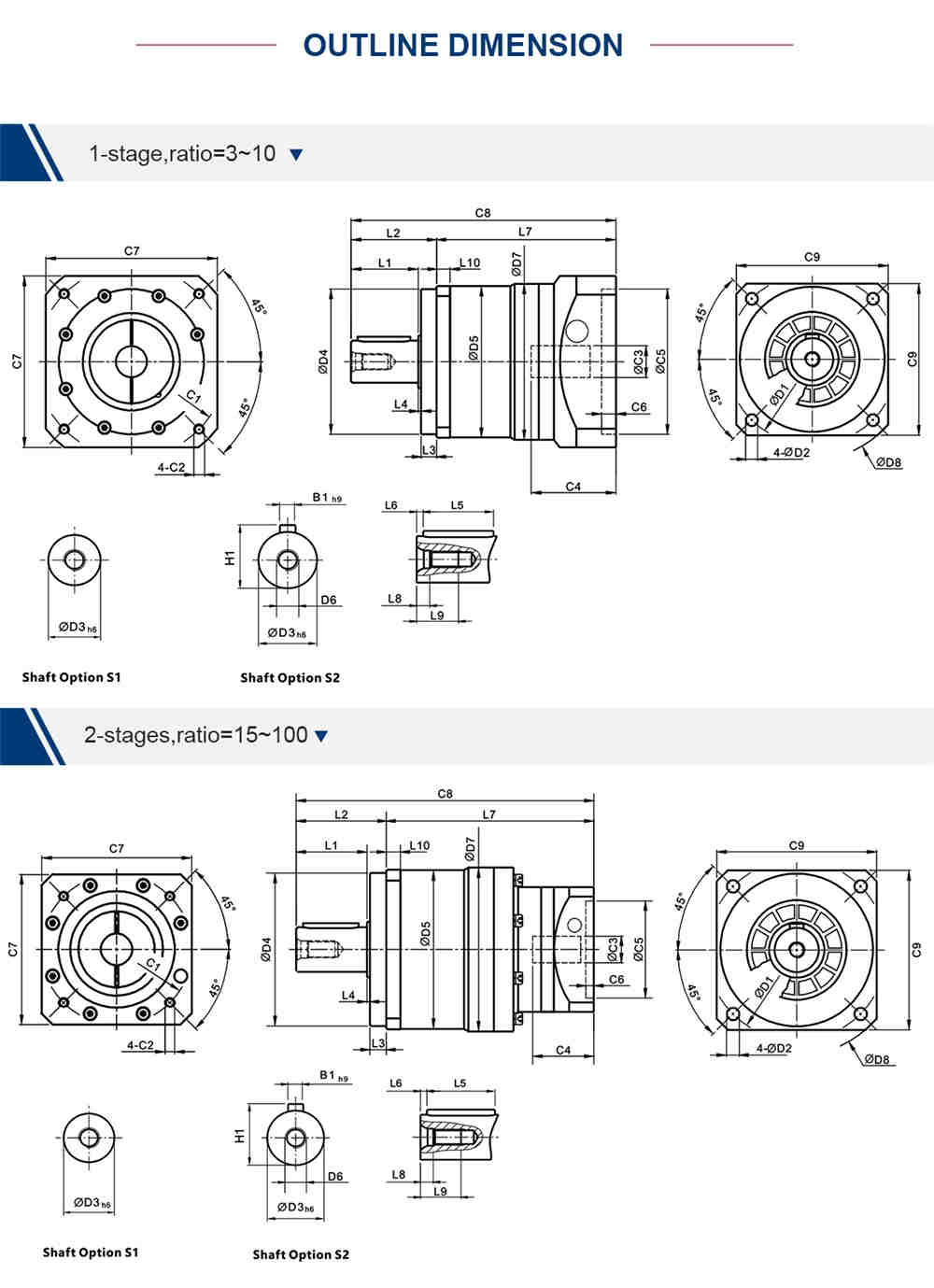 BAE050 Inline Planetary Gear Transmission Gear Reducer for Servo Motor