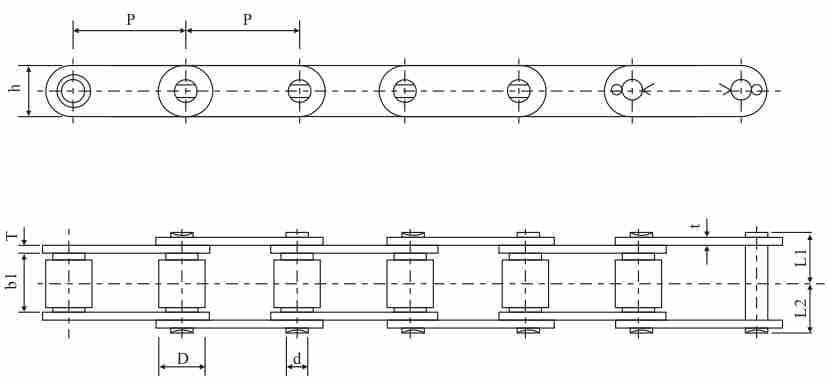 81XH Stainless Steel Lumber Conveyor Chain with 66.27mm Pitch