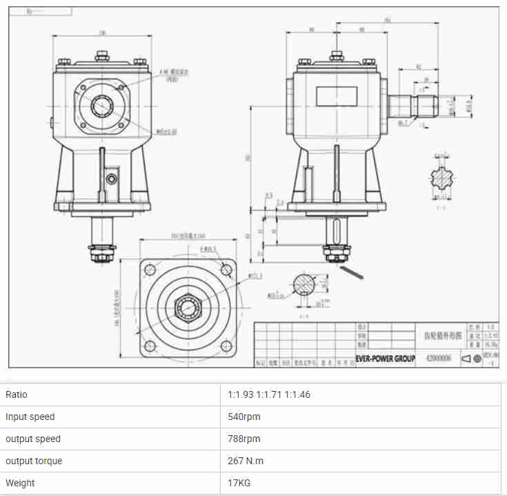 Promotional Various Durable Using Rotary Cutter Gearbox 50HP Bevel Gear High Rpm