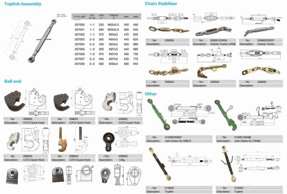Tractor Front Hitch System Top Link 3 Point Linkage Kit for CAT1 CAT2 Trailer Agricultural Spare Parts