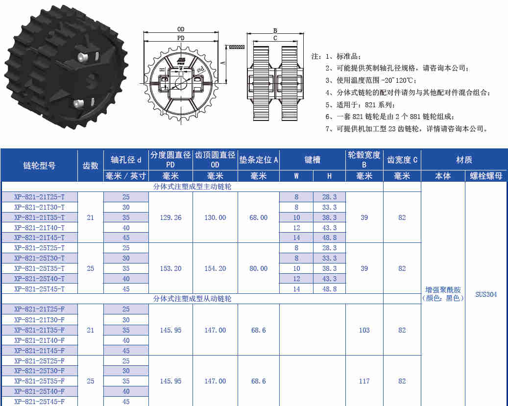 821 Series Flat Top Straight Chain Plastic Chain for Sale