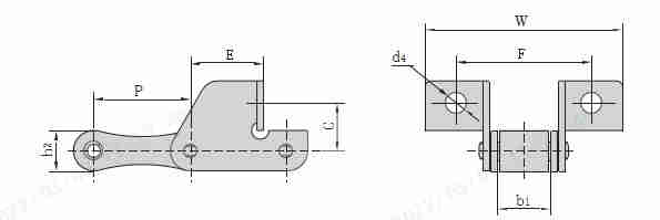 S Type S52F11SD S52F3 C45F1SD  Steel Agricultural Conveyor Roller Chain With Attachment