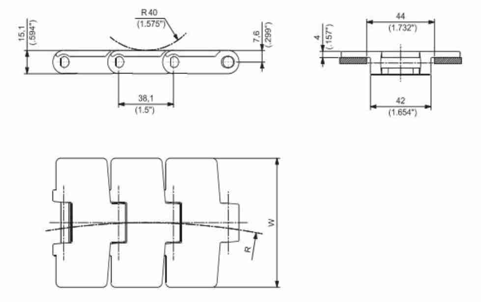 RF84 Single Hinge Magnetic Bendable Chain Plate Sideflex Run Single Hinge Plastic Chain