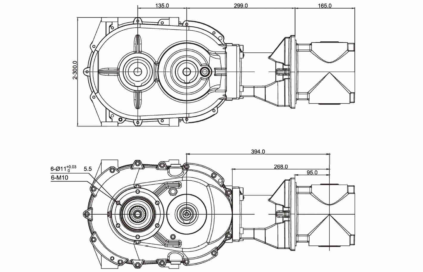 Forage Harvester Speed Reducer Gear Drive Silage Machine Gearbox for German Champion Four Disc (Type 3500)